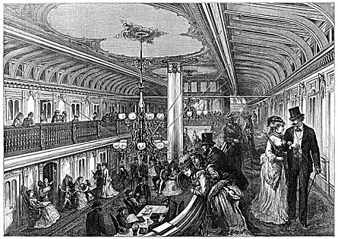 大厅,汽船,1875年