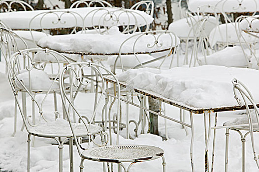 瑞士,弗里堡,积雪,咖啡,椅子,冬天