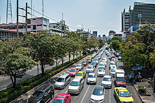 塞车,忙碌,道路,暹罗广场,曼谷,泰国,亚洲