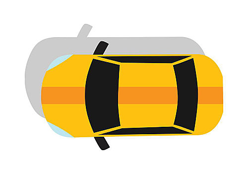 黄色,汽车,俯视,设计,矢量,插画,运输,概念,象征,递送,隔绝,白色背景,背景