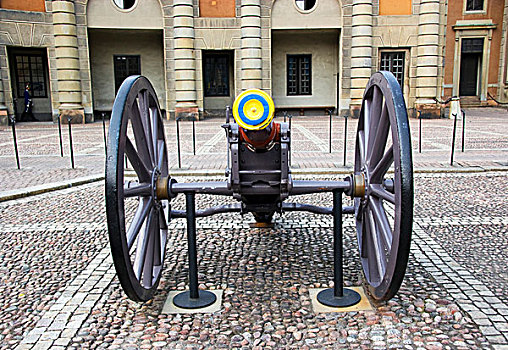 瑞典,斯德哥尔摩,老,大炮,展示,正面