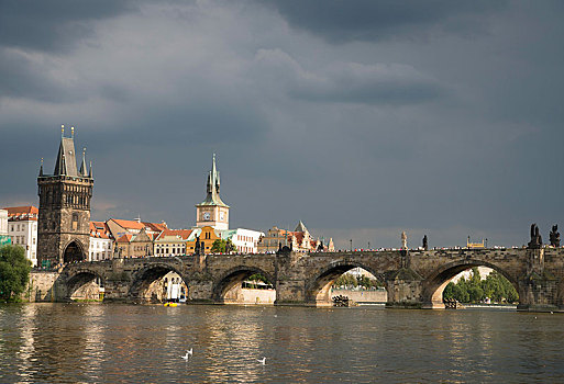 伏尔塔瓦河,查理大桥,布拉格,捷克共和国,欧洲