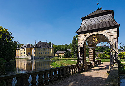 拱道,城堡,护城河,北莱茵威斯特伐利亚,德国,欧洲