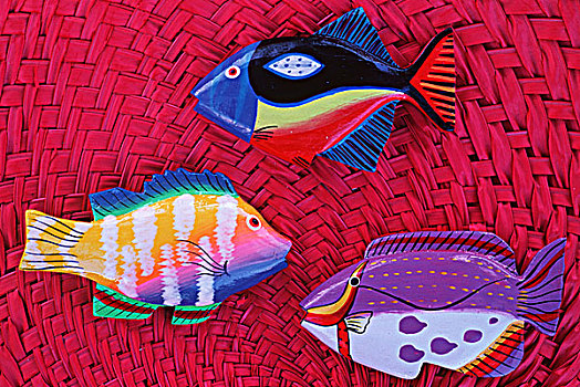 库克群岛,南太平洋,拉罗汤加岛,手工制作,鱼,纪念品,编织物