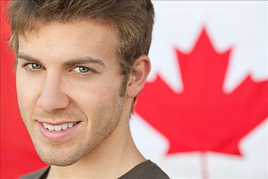 男青年,加拿大国旗