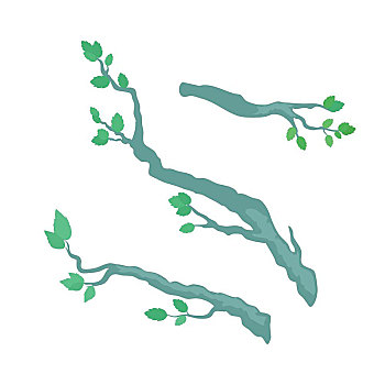 樹,早午餐,設計,矢量,模版,花,插畫,自然,概念,寵物,店,廣告,葉子,不同,位置,隔絕,白色背景
