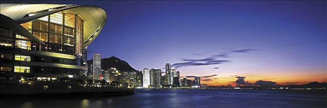 香港,会议中心,日落