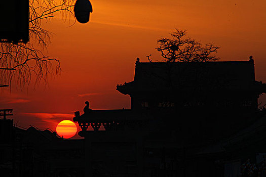 山海关,古城,鼓楼,牌坊,城楼,落日,夕阳,神秘,建筑,遗址,旅游,景点