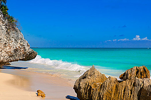 海滩,靠近,坎昆,青绿色,加勒比,水,蓝天