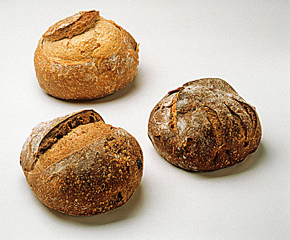 三个,种类,面包,酥皮面包