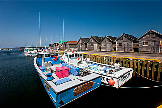 渔船,捆绑,码头,红色,爱德华王子岛,加拿大
