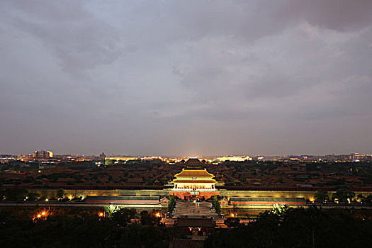 北京故宫博物院夜景