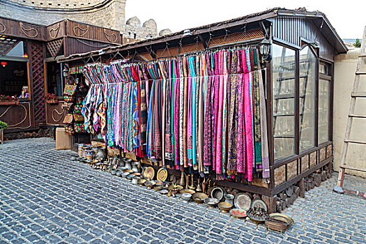 阿塞拜疆,巴库,店面,彩色,围巾,出售