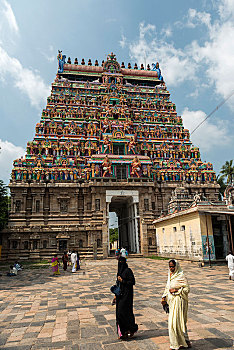 庙宇,楼塔,门楼,泰米尔纳德邦,印度,亚洲