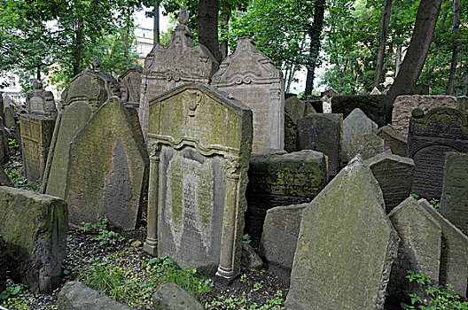 墓碑,老,犹太,墓地,布拉格,捷克共和国,欧洲