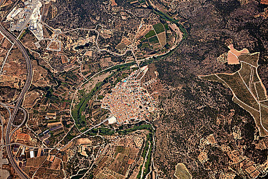 俯视,乡村,西班牙,瓦伦西亚
