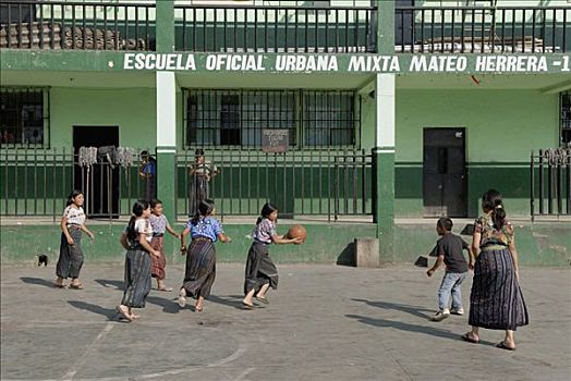 危地马拉,圣地亚哥,孩子,玩,篮球