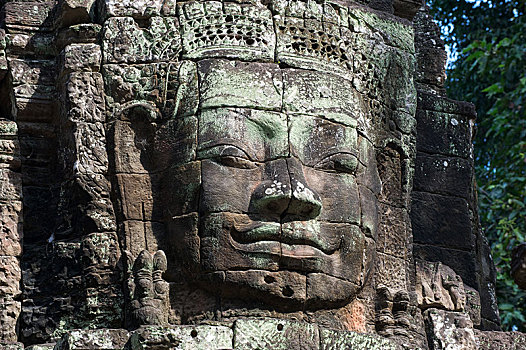 石头,脸,寺庙,收获,省,柬埔寨,亚洲