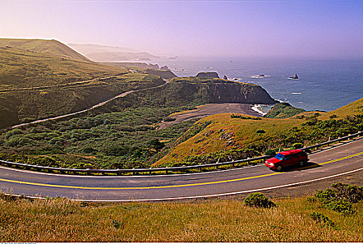 小型客货车,沿岸,公路,太平洋海岸公路,加利福尼亚,美国