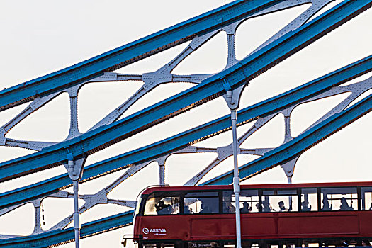 英格兰,伦敦,塔桥,大梁,双层巴士