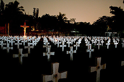 教堂,墓地,达卡,孟加拉,十二月,2009年