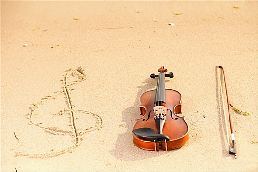 小提琴,海滩,音乐,概念