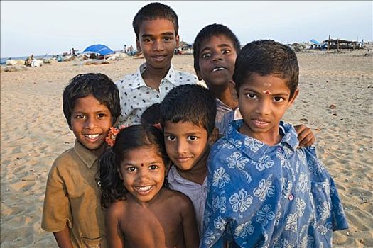 孩子,码头,海滩,4-8岁,老,钦奈,印度
