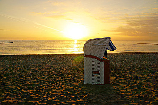 沙滩椅,海滩,日出
