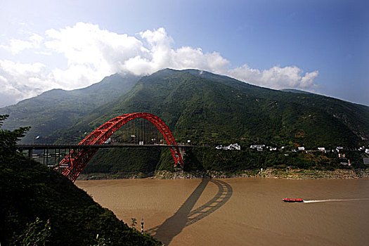 长江三峡巫山巫峡口与巫峡长江大桥