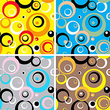 70年代,壁纸,设计,四个,不同,彩色