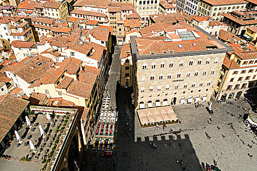 佛罗伦萨,市政广场,俯视,影子,韦奇奥宫