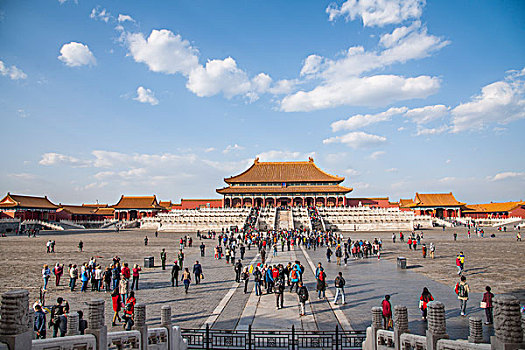 北京故宫博物院游览的人群