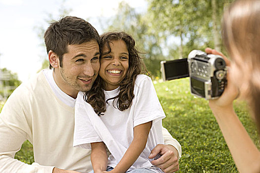 家庭,便携摄像机,自然,拍摄,有趣,户外