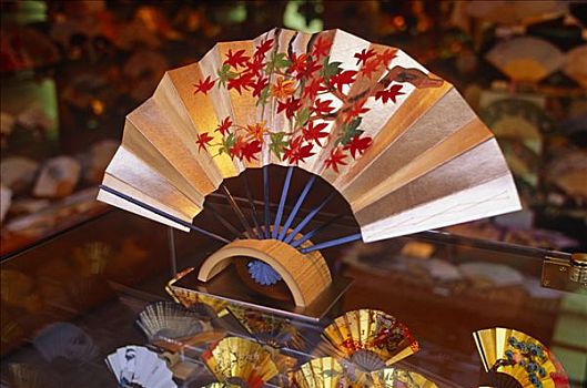 日本,本州,京都,橱窗,展示,传统,扇子,艺术,形态,江户时期,手工制作,手绘,折叠