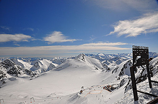奥地利,提洛尔,冰河,上面,风景,阿尔卑斯山,全景,冬天