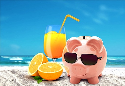 小猪,度假,海滩