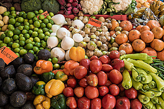 墨西哥,圣米格尔,展示,果蔬,市场,画廊