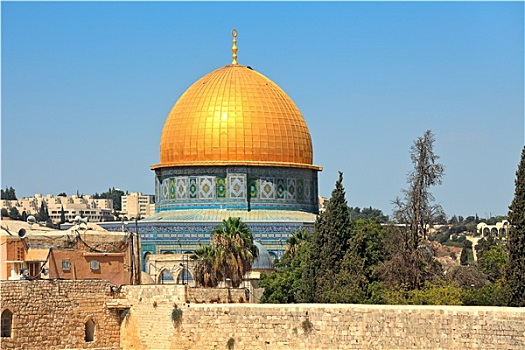风景,金色,圆顶,著名,圆顶清真寺,清真寺,老城,耶路撒冷,以色列