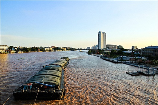 漂浮,船,湄南河,曼谷,泰国