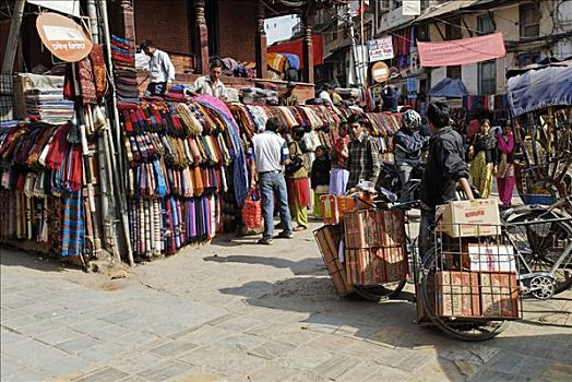 市场,老城,加德满都,尼泊尔