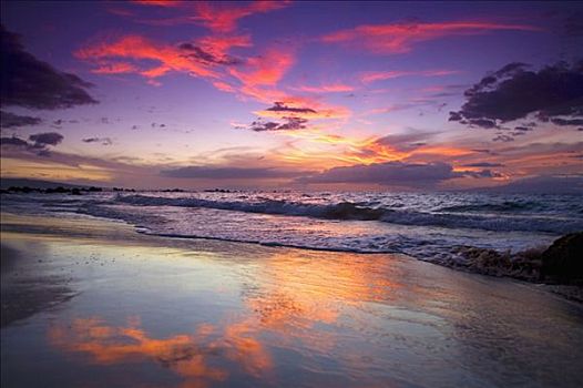 夏威夷,毛伊岛,日落,海滩