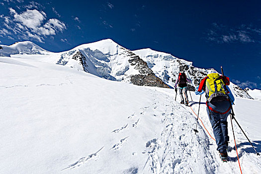 登山者,上升,顶峰,瑞士,欧洲