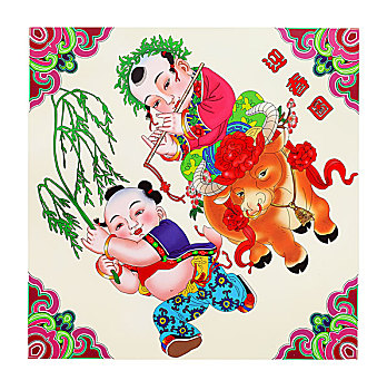 年畫-迎春圖