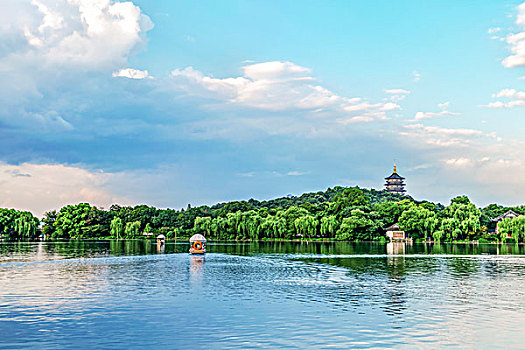 杭州西湖风光夏天