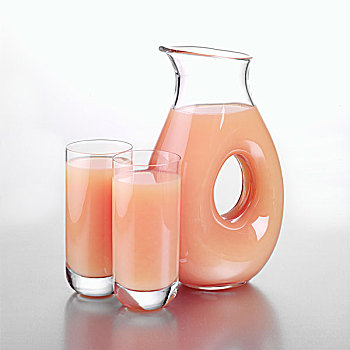 罐,葡萄柚汁,两个,满,玻璃杯
