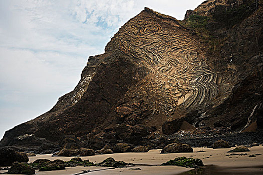 腐蚀,石头,地层,佳能海滩,俄勒冈,美国