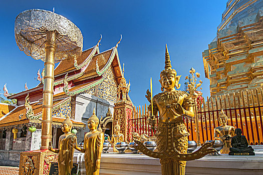 契迪,伞,寺院,素贴,首都,清迈,清迈省,泰国