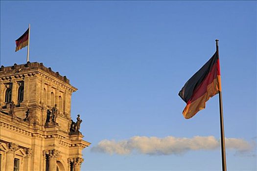 德国,旗帜,德国国会大厦,柏林