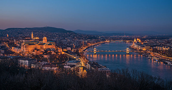 城市,布达佩斯,匈牙利,黎明