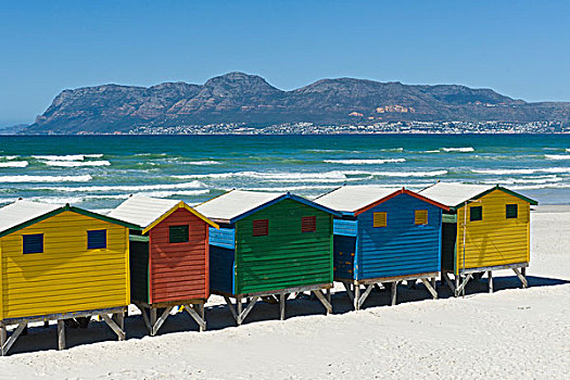 彩色,海滩小屋,西海角,南非,非洲